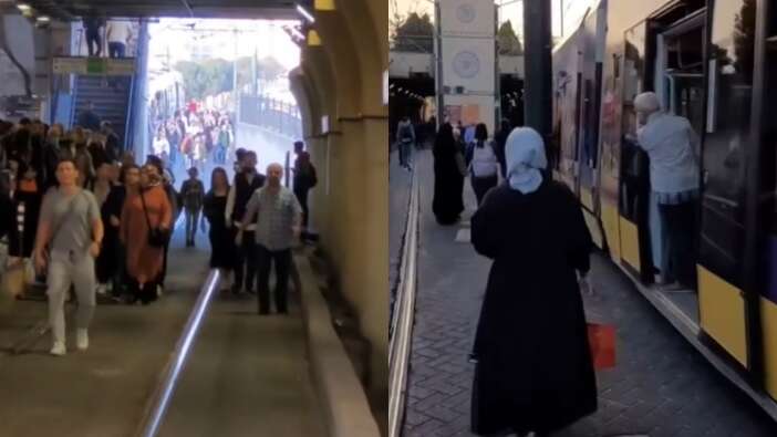 Denizde kum biter İBB'de arıza bitmez! Tramvay arızalandı, vatandaşlar bir sonraki durağa yürüyerek gitti