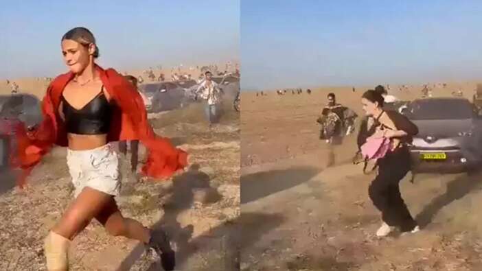 Gazze Şeridinden Filistinli grupların düzenlediği saldırıya yakalanan festival alanı havadan görüntü