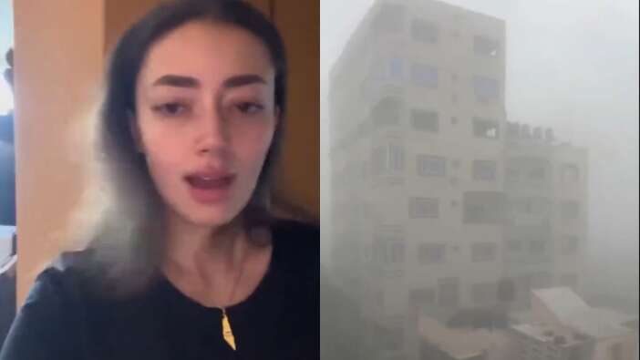 Filistinli kız canlı yayın yaparken yanı başında bombalar patladı!