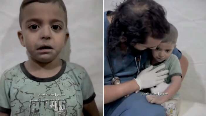 İsrail zulmü küçücük çocuğun gözlerinde... Korkudan titreyen çocuğu, doktor sakinleştirmeye çalıştı