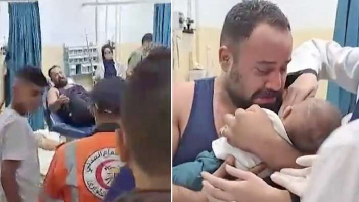 Filistinli baba, enkaz altından sağ kurtarılan bebeğine böyle kavuştu!