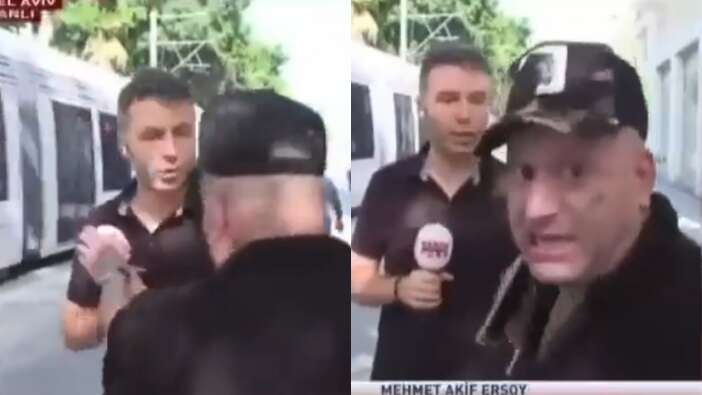 Tel Aviv'deki Habertürk ekibine canlı yayında saldırı! Mehmet Akif Ersoy: Saldırdılar, kameramızı almaya çalıştılar