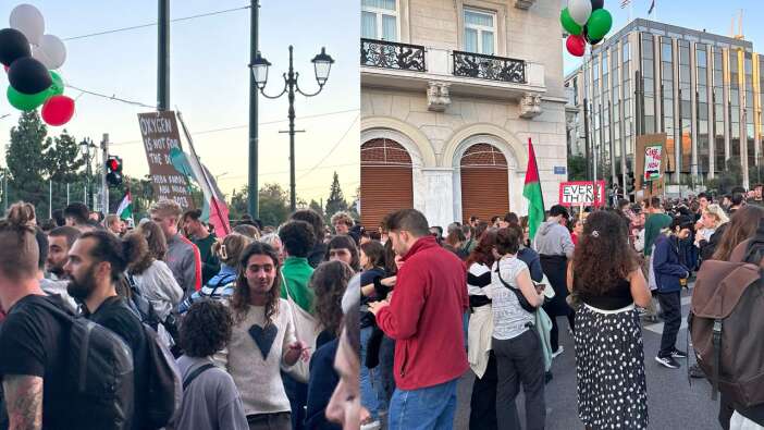 Komşuda büyük İsrail protestosu! Yunanistan'da kendi günlerini Filistin'e adadılar!