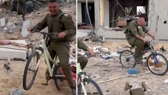 Alçaklıkta sınırları yok!  İsrailli askerler öldürdükleri çocukların bisikletleriyle eğlendiler
