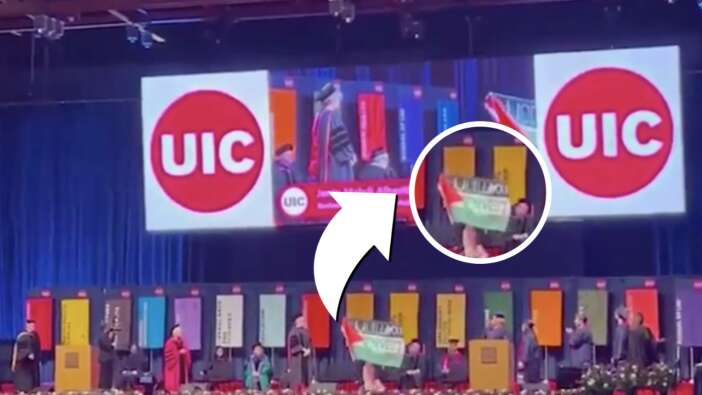 ABD'deki üniversite mezuniyet töreninde bir öğrenci Filistin bayrağı açtı! O anlar kamerada...