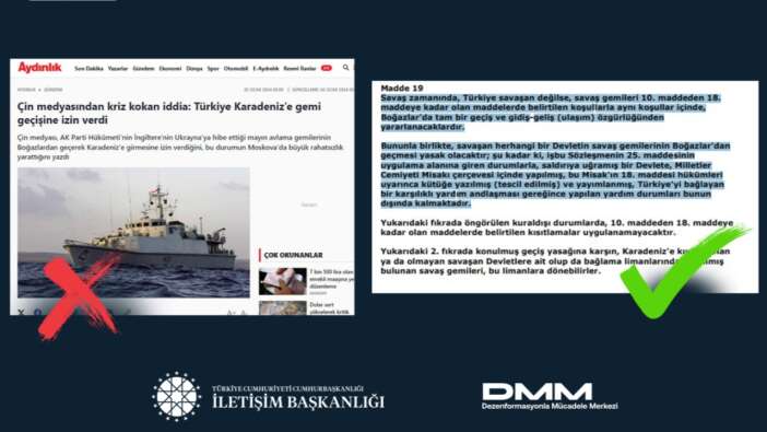 DMM'den "Türkiye Karadeniz'e gemi geçişlerine izin verdi" iddiasına yalanlama