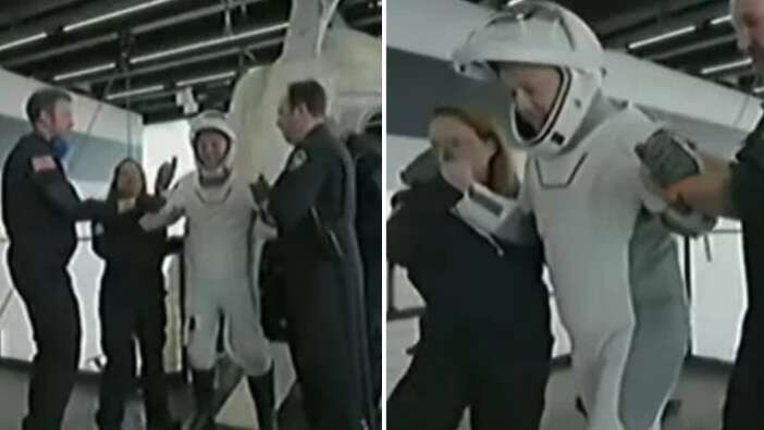 İlk Türk astronot Alper Gezeravcı'nın Dragon kapsülünden çıkış anı! Dünya'ya böyle ayak bastı...
