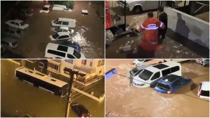 Antalya'da şiddetli yağış! Yollar göle döndü, evleri su bastı, 5 ilçede okullar tatil edildi