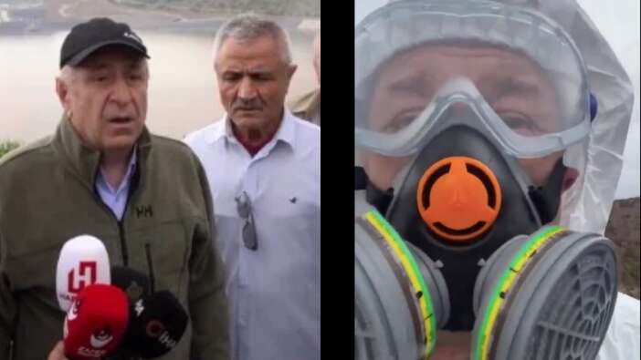 Ümit Özdağ'ın provokasyonuna izin verilmedi! Gaz maskesi takarak maden sahasına gitti...