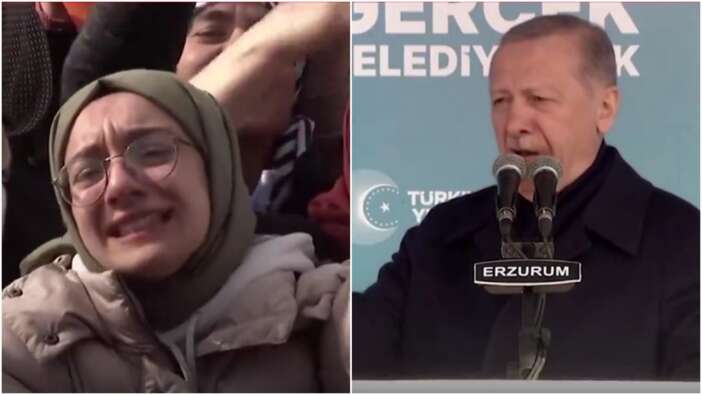 Erzurum mitinginde duygusal anlar! Cumhurbaşkanı Erdoğan ile ağlayan genç kız arasındaki diyalog dikkat çekti