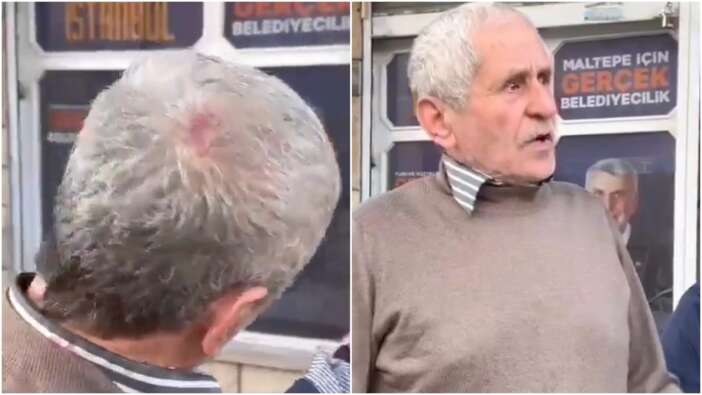AK Parti'nin seçim broşürünü dağıtan yaşlı adam darp edildi! Murat Kurum'dan çirkin saldırıya tepki gecikmedi