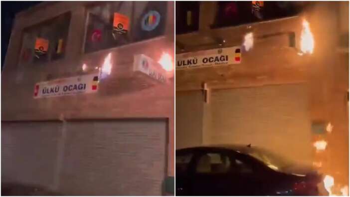 Belçika'da Ülkü Ocağı'na hain saldırı! PKK yandaşları binayı ateşe verdi