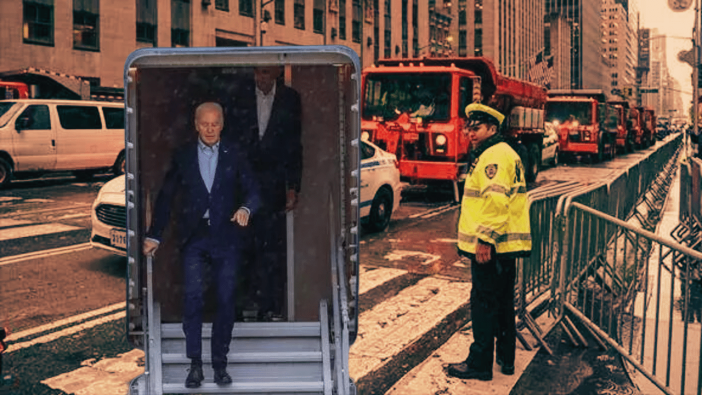 New York caddelerinde görülmemiş olay! 20 kum dolu kamyonla Joe Biden'ı korudular...