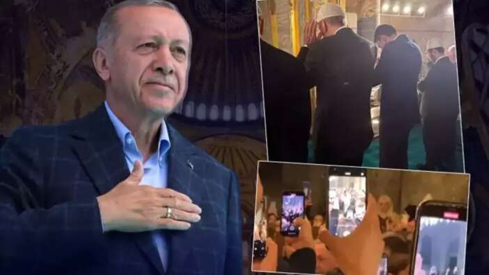Cumhurbaşkanı Recep Tayyip Erdoğan Murat Kurum ile birlikte Ayasofya Camii'nde!