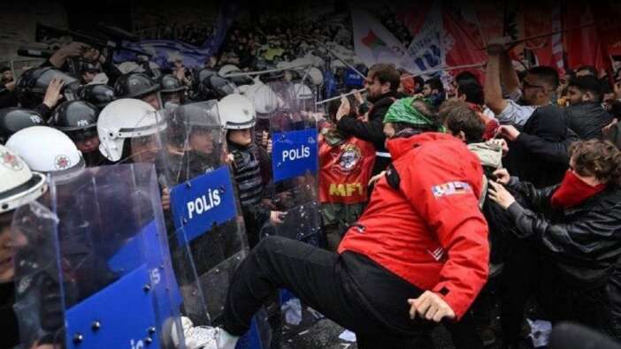 1 Mayıs gösterilerinde polise tekme atan kişi 'Basel' çıktı