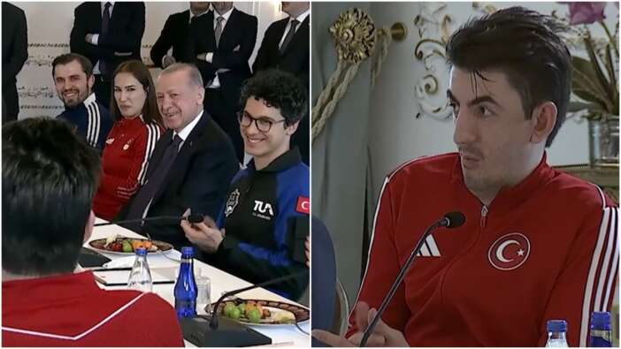 Cumhurbaşkanı Erdoğan ile Milli sporcu Abdullah Öztürk arasında güldüren diyalog!