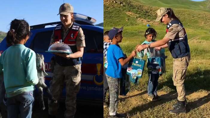 Tunceli'de çocuklarla Jandarma'dan samimi bayramlaşma