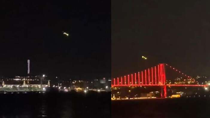İstanbul semalarında görenleri heyecanlandıran ışık huzmesi