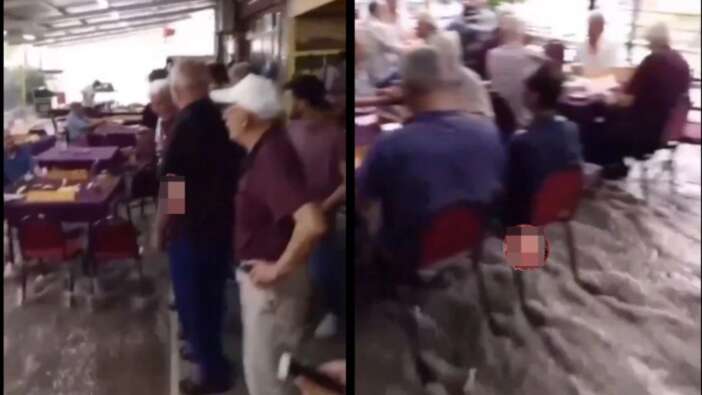 İzmir'i sel aldı, kahvehanede vatandaşlar okey oynamaya devam etti!