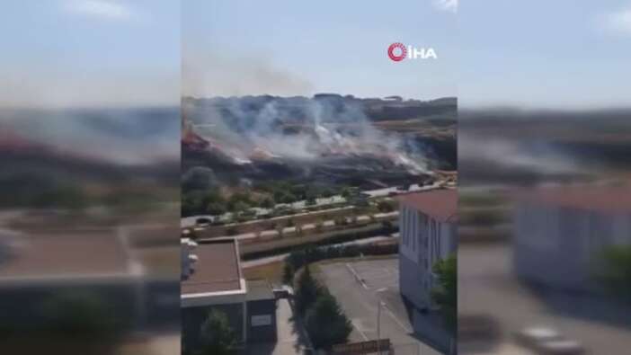 Beylikdüzü’nde otluk alanda korkutan yangın