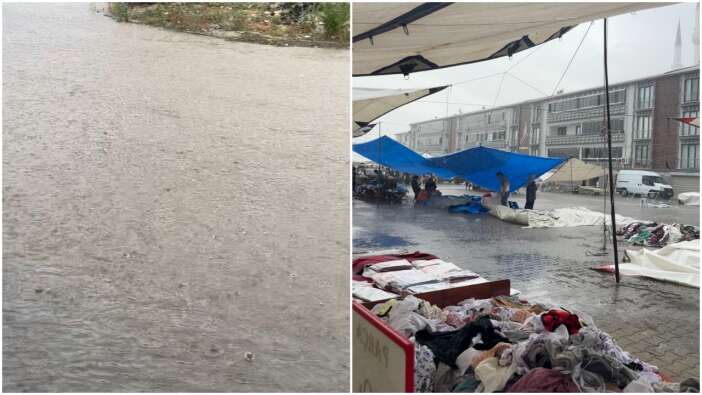 Bursa'da şiddetli yağış: Gemlik sele teslim oldu, pazar yeri göle döndü
