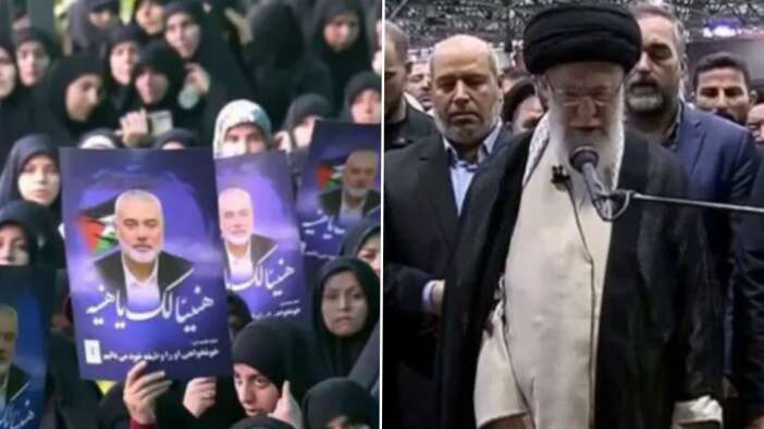 Haniye için ilk tören Tahran'da yapıldı! Cenaze namazını Hamaney kıldırdı... "İsrail ve ABD'ye ölüm"
