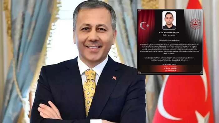Bakan Yerlikaya: Gaziantep'te polis memuru Halil İbrahim Kuzgun şehit oldu