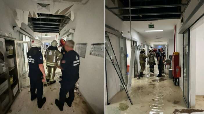 Bakırköy'de korku dolu anlar! Hastanenin yeni doğan ünitesinde tavan çöktü...