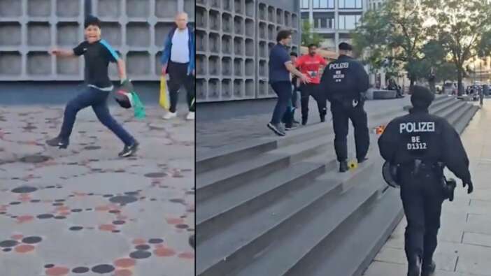 Alman polisi bacak kadar çocuğu Filistin bayrağı sallıyor diye gözaltına aldı