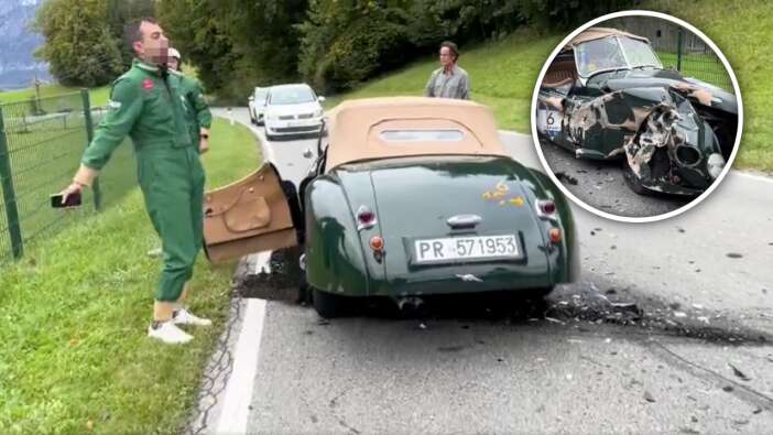 Dikkatsizliği pahalıya mal oldu! Telefona bakan kadın sürücü 1948 model Jaguar'a çarptı!