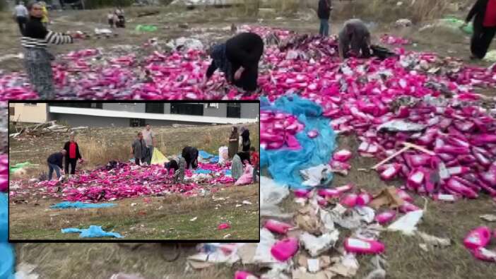 Binlerce şişe temizleyiciden 14 tonluk bölümü çalındı, gerisi vatandaş tarafından kapışıldı