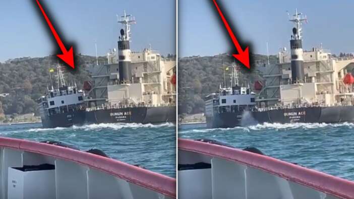 İstanbul Boğazı'nda faciadan dönüldü! İki gemi çarpıştı! O anlar kamerada...