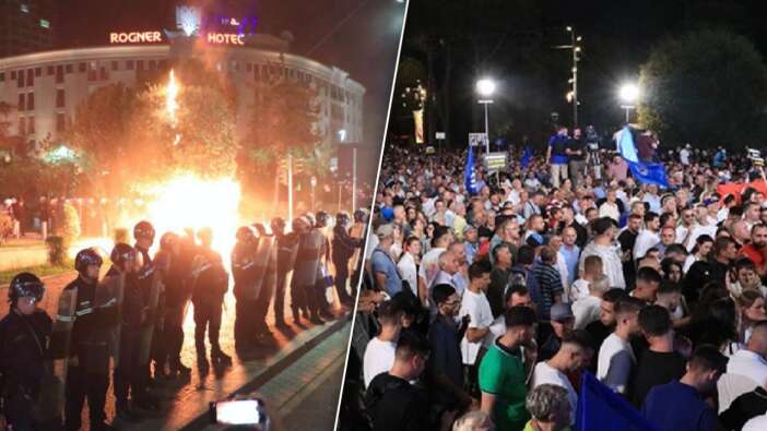 Arnavutluk karıştı! Başkent Tiran'da sokaklar savaş alanına döndü... 10 polis yaralı!