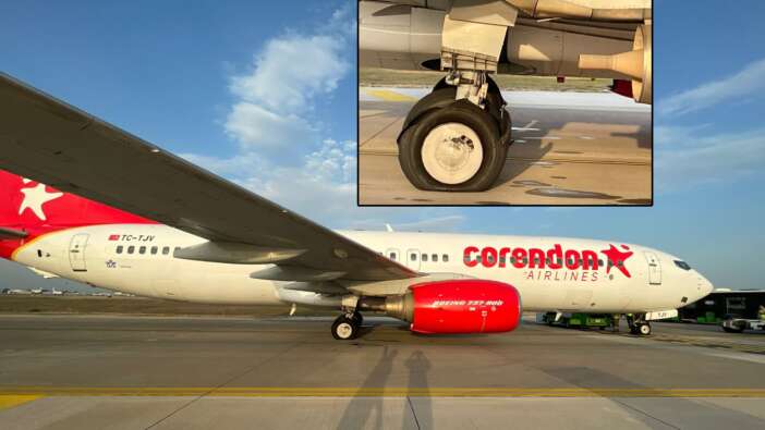 Corendon Hava Yollarının tekeri patlayan uçağındaki yolcu ve mürettebat tahliye edildi