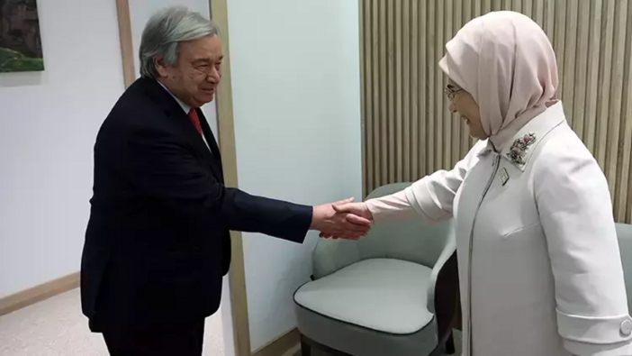 Emine Erdoğan, COP29'da BM Genel Sekreteri Antonio Guterres ile görüştü!