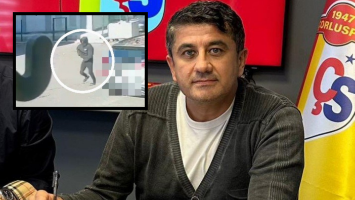 Çorluspor 1947 teknik direktörü Ersin Aka'ya silahlı saldırı anı kamerada