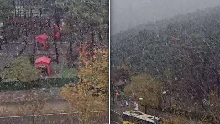 İstanbul'da mevsimin ilk kar yağışı başladı! Sıcaklık 12 derece birden düştü...