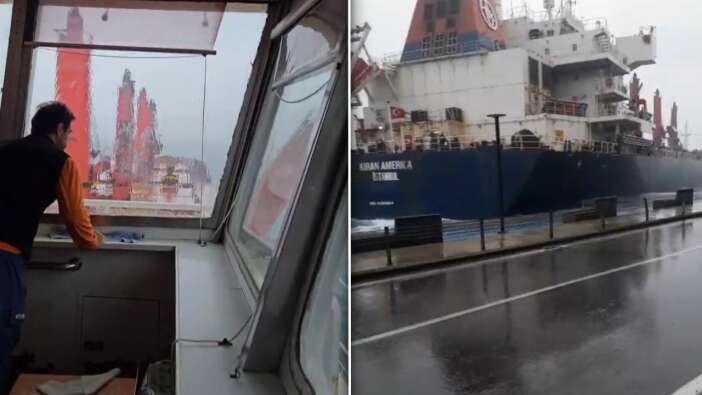 İstanbul Boğazı'nda korku dolu anlar: Son anda kurtuldu!