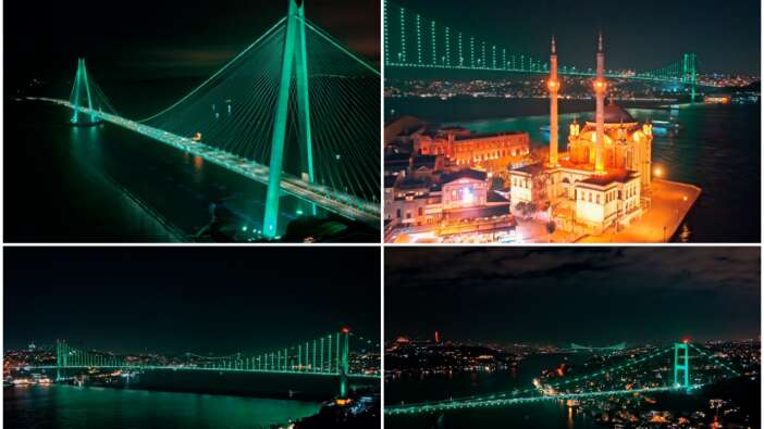 Bağımsızlık seferliği başladı: Yeşilay ve İçişleri Bakanlığı el ele verdi! İstanbul'daki 3 köprü yeşile boyandı