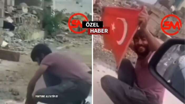 Ayyıldızlı bayrağa saygı! Yıkadı temizledi ve sevinçle gösterdi
