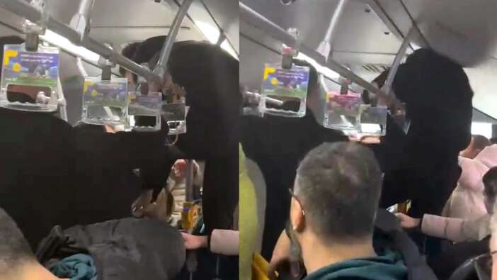 Metrobüste boş koltuk kavgası: Tutunma demirine tırmanarak daldı!