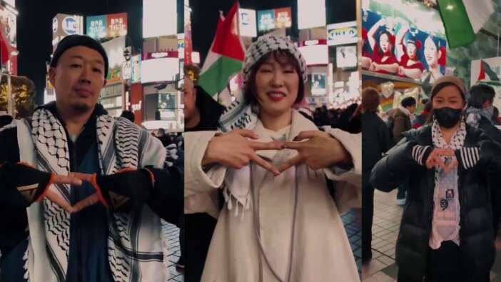 Tokyo'dan Filistin'e selam! Yılbaşı kutlaması değil Filistin direnişi! Binlerce kişi meydana indi!