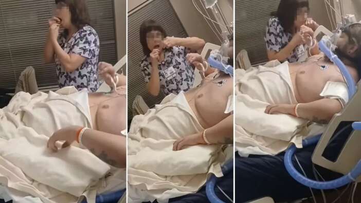 Mide bulandıran görüntüler! Hemşire hastanın tırnaklarıyla dişlerini temizledi