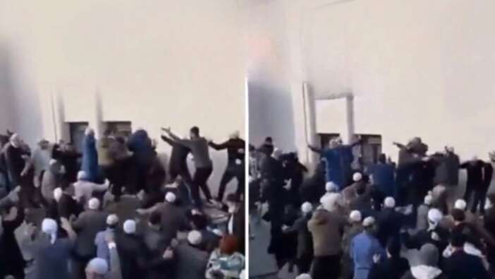 Menzilcilerin miras kavgası! Cami avlusunda taşlar sopalar havalarda uçuştu