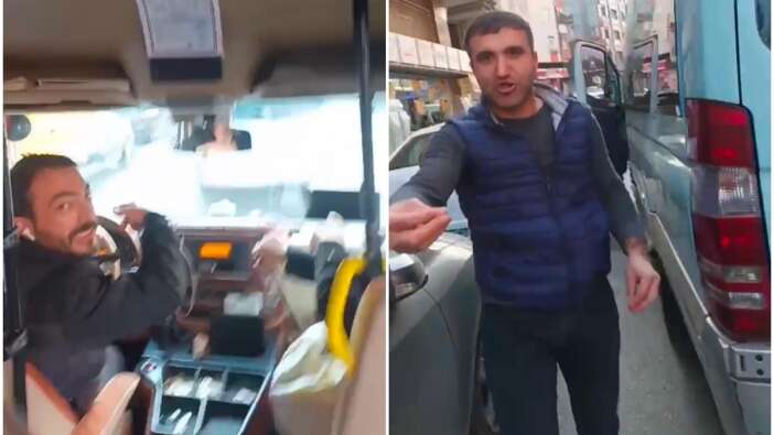 Trafik magandaları iş başında! İki minibüs şoförü yarıştı, hamile yolcu 'stres yüzünden doğuracağım' diyerek araçtan indi... O anlar kamerada