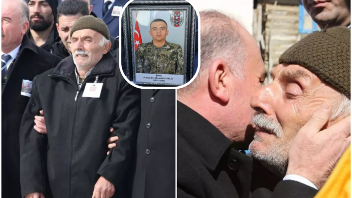 Şehit Mustafa Uslu'nun babası "Asker oğlum vatana helal olsun" diye bağırdı! Vali alnından öptü