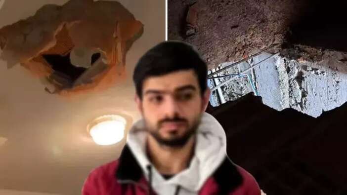 Tavanı delip eve girdi: Anne ile kızına adeta kabusu yaşattı!