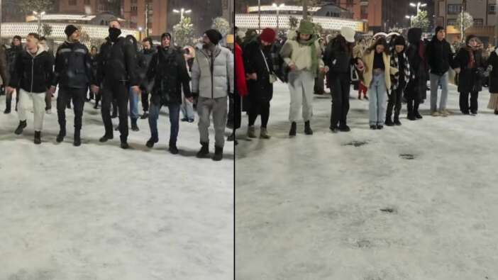 Rize'de dev horon; soğuk havaya rağmen gönüllerince eğlendiler