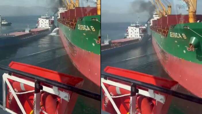 Gemlik Roda Limanı'ndaki gemi kazası saniye saniye kamerada