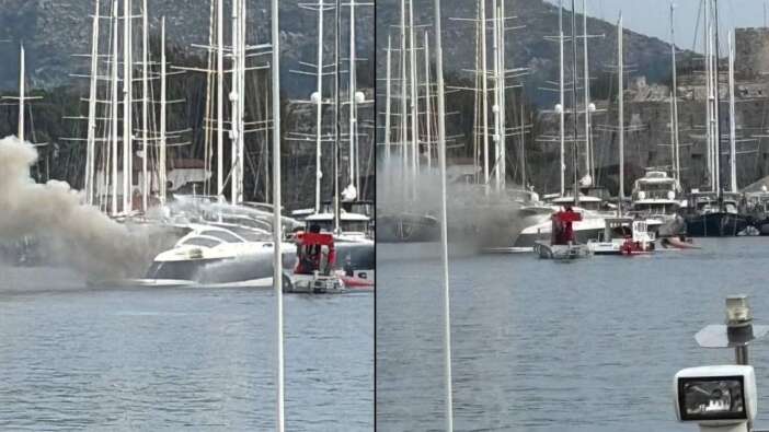 Bodrum'da milyon dolarlık bir motoryat çıkan yangında küle döndü